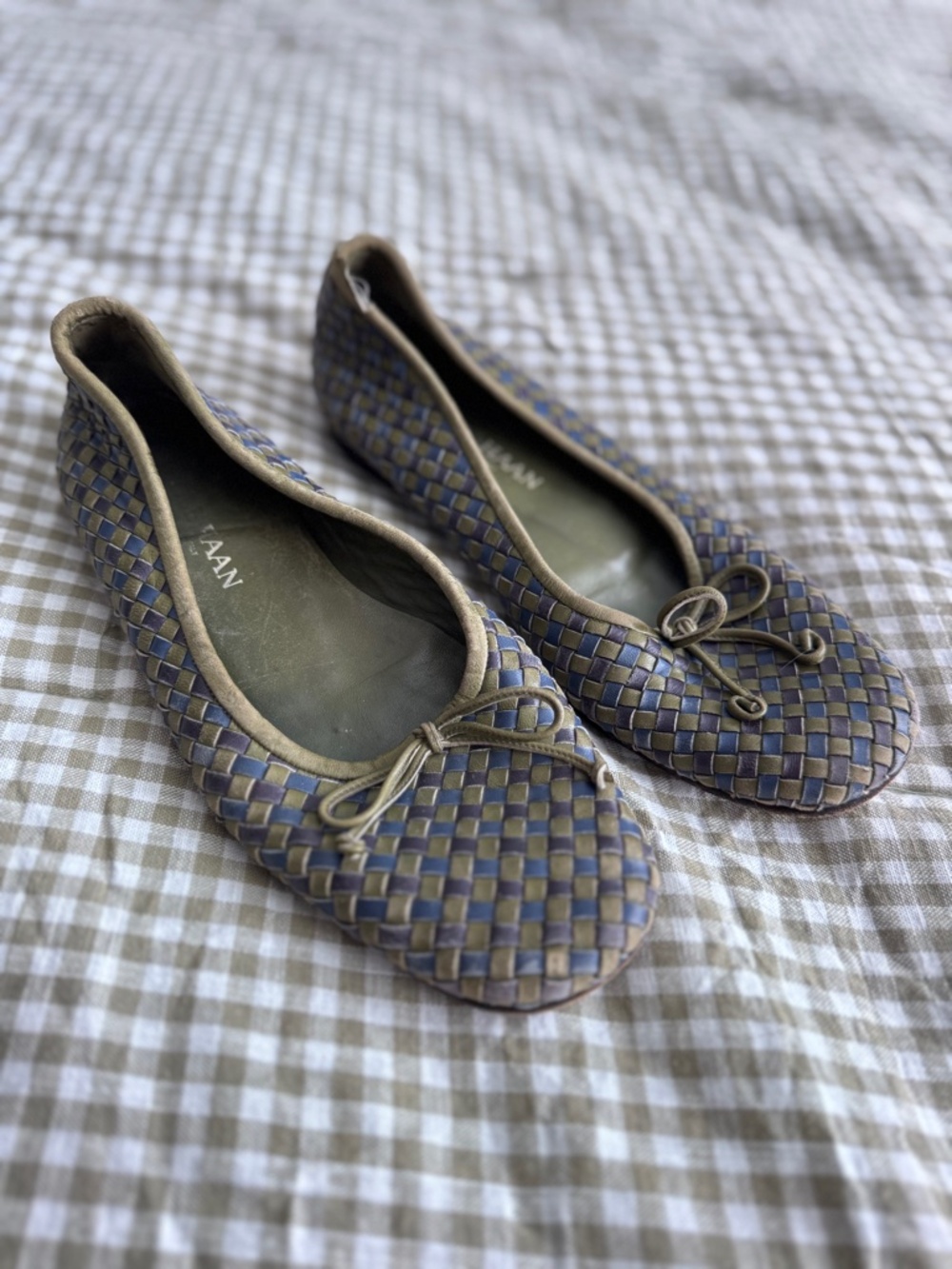Cole Haan Leather Woven with bow Ballet Flats